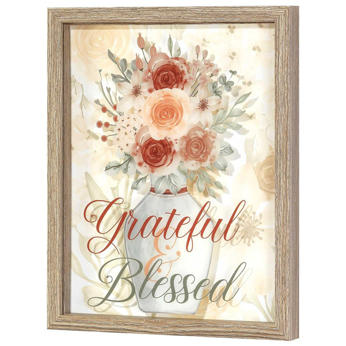 "Grateful & Blessed" on Glass in 11 x 14 Frame