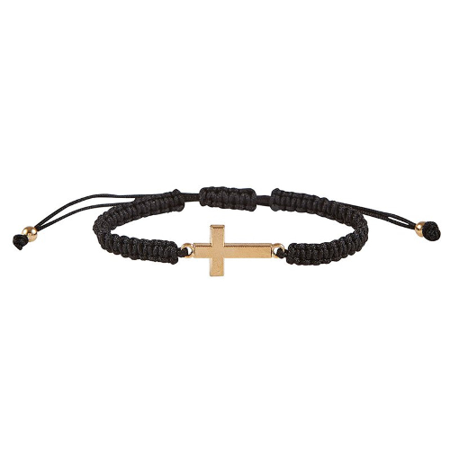 BRACELET WITH CROSS AND BLACK CORD