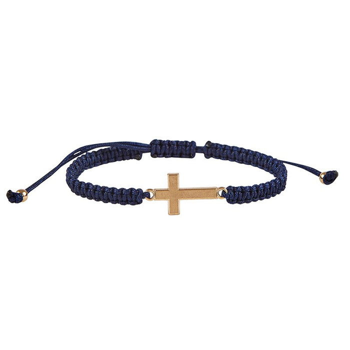 BRACELET WITH CROSS AND BLUE CORD