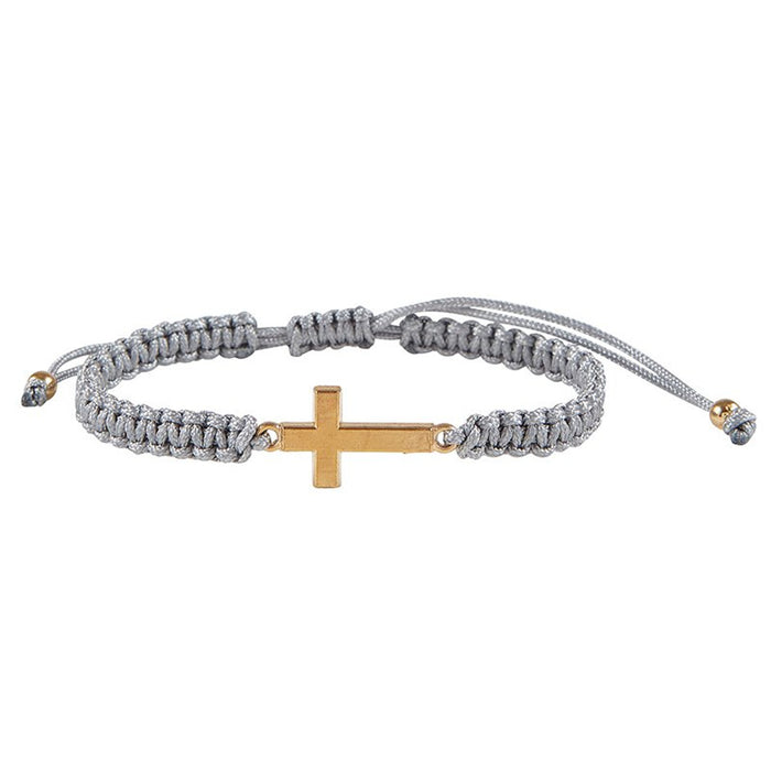 BRACELET WITH CROSS AND GREY CORD