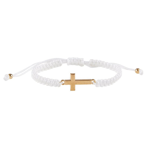 BRACELET WITH CROSS AND WHITE CORD