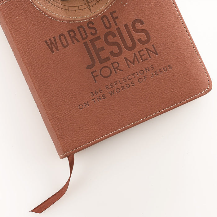 Words of Jesus For Men 366 Reflections Brown Faux Leather