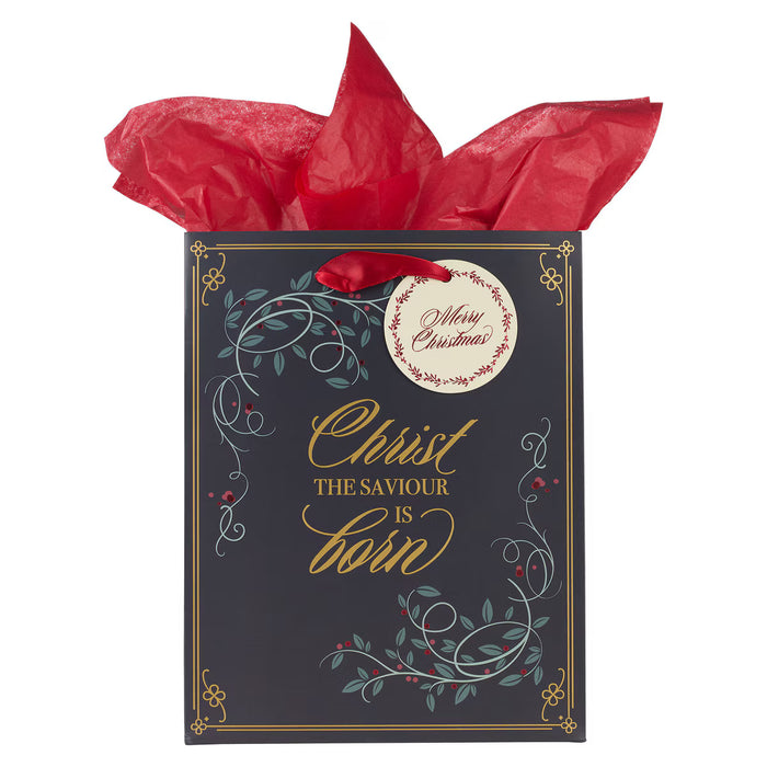 Gift Bag (M) Christ the Savior is Born Red Berry