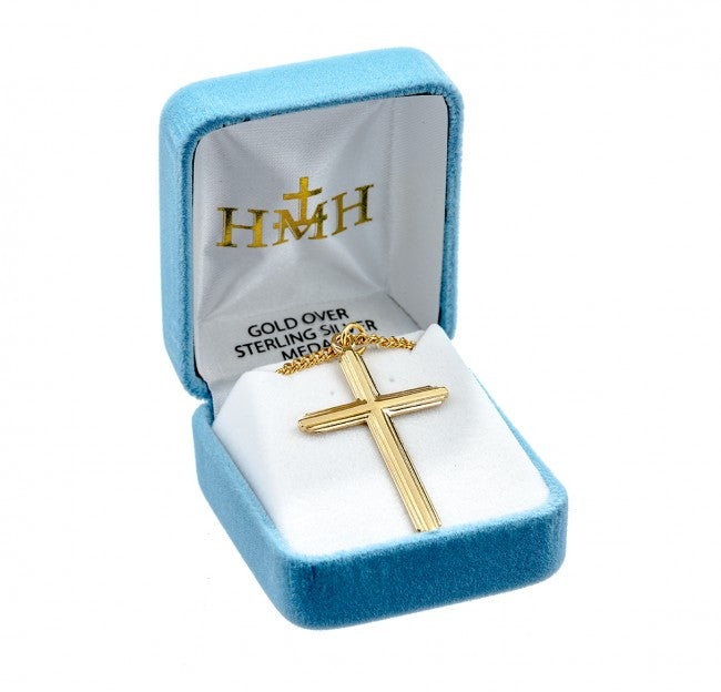 CROSS 1.7" TWO-TONE 16KT GOLD OVER STERLING ON 20" CHAIN