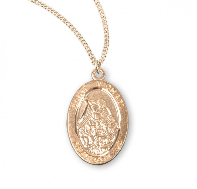 St Michael 16kt Gold Over Sterling on Oval 20" Chain