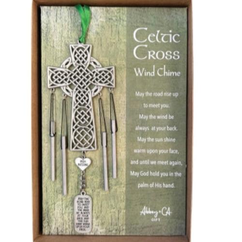 WIND CHIME CELTIC CROSS "MAY THE ROAD RISE"