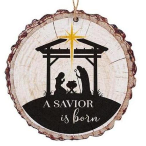 Ornament A Savior is Born Wood Slice