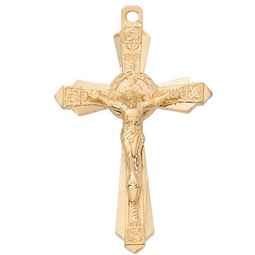 CRUCIFIX - 1.5" GP - ENGRAVED - 24" CHAIN