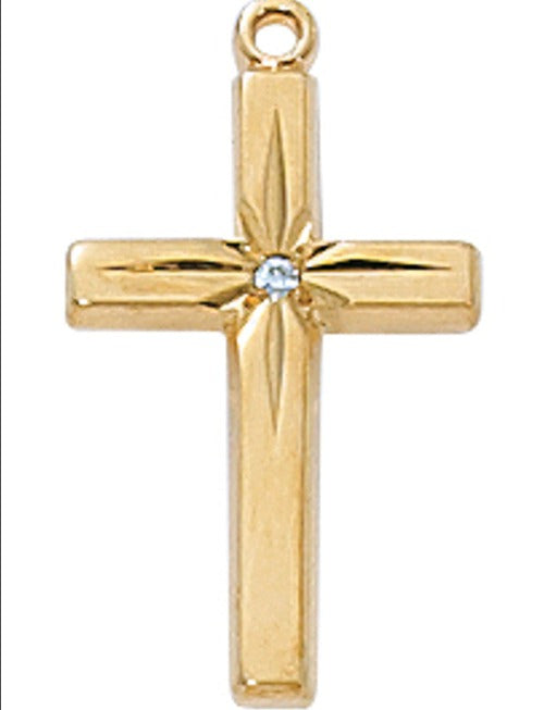 CROSS GOLD OVER STERLING SILVER WITH CZ ON 18" CHAIN