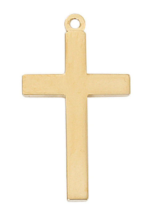 CROSS PLAIN 1 1/8" GOLD OVER STERLING SILVER ON 20" CHAIN