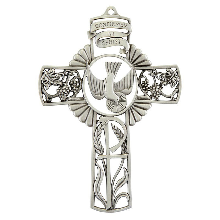 Confirmation Cross Cut-Out Holy Spirit Pewter