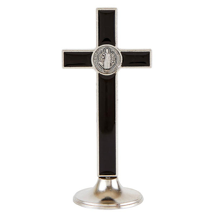 Standing Crucifix Saint Benedict Black Enamel