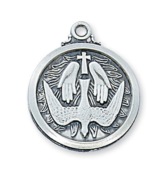 HOLY SPIRIT STERLING SILVER ROUND ON 20" CHAIN