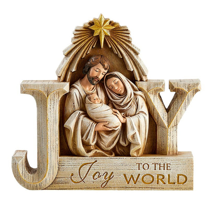 NATIVITY "JOY" FIGURE - 7.5" X 7.25" X 1" RESIN