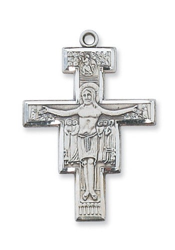 CRUCIFIX: SAN  DAMIANO - 1.5" SS RELIEF - 20" CHAIN