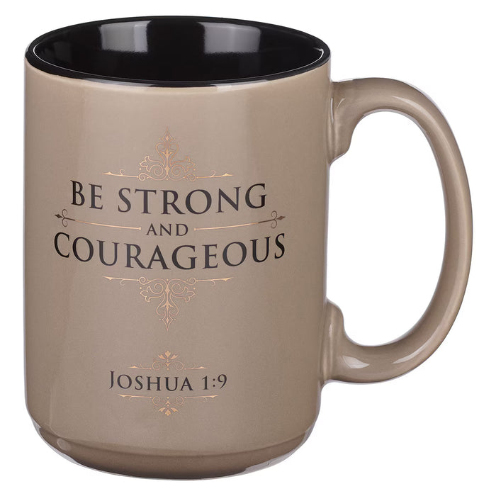 Coffee Mug Be Strong and Courageous Tan