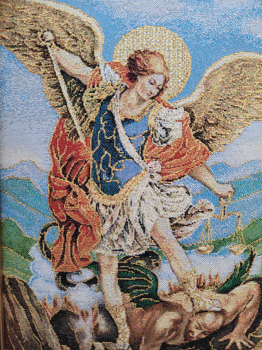 St Michael Framed Tapestry from Medjugorje 9"x 11"