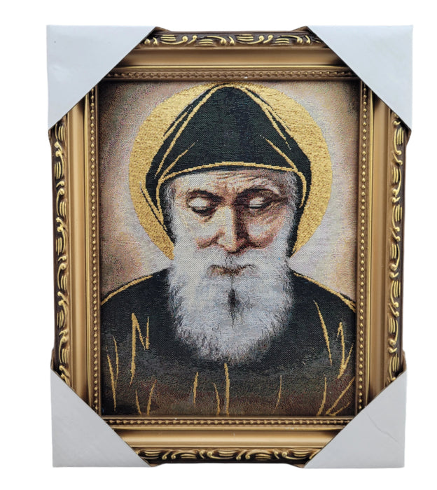 St Charbel Framed Tapestry from Medjugorje 9"x 11"