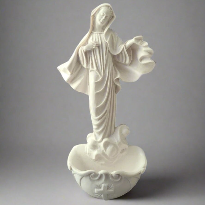 Holy Water Font from Medjugorje 9" White