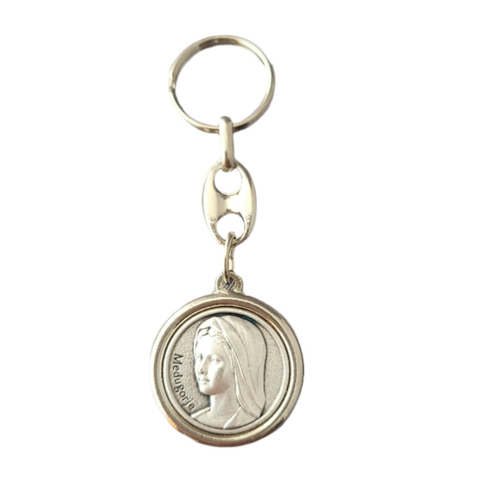 Key Ring from Medjugorje Double Sided Medjugorje and St Christopher