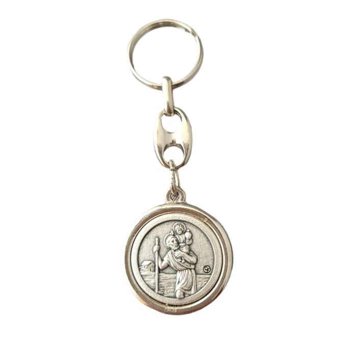 Key Ring from Medjugorje Double Sided Medjugorje and St Christopher