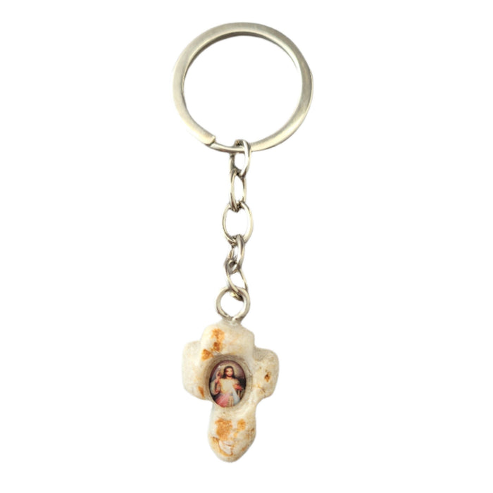 Key Ring Stone from Medjugorje with Divine Mercy Image