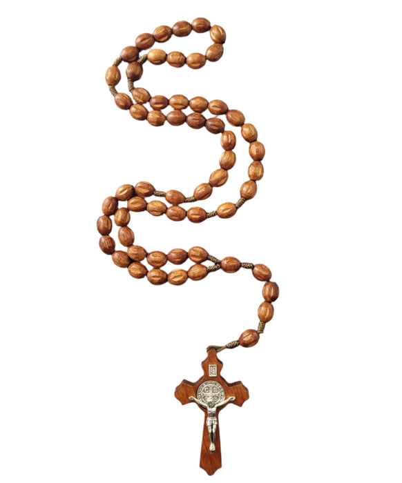 Rosary From Medjugorje Large Light Wood Beads and Crucifix