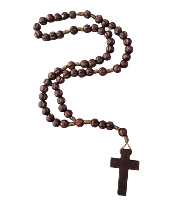 Rosary From Medjugorje Small Dark Wood Beads