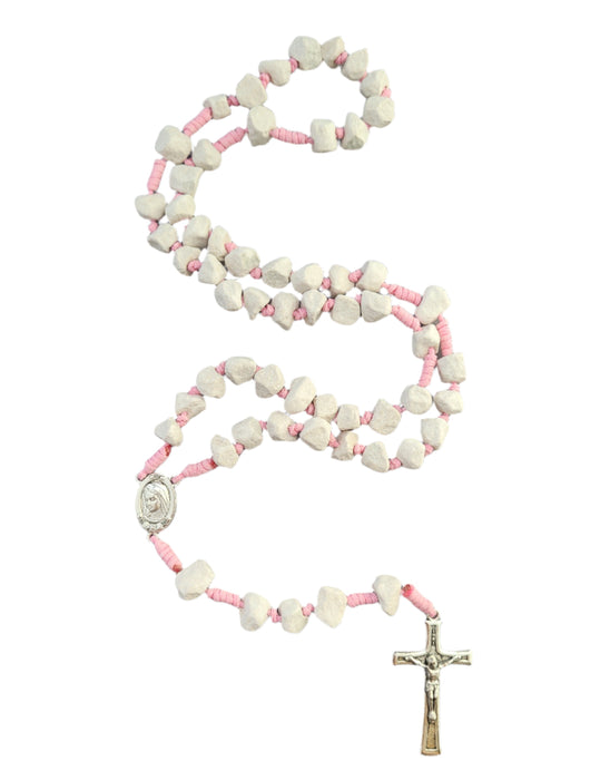 Rosary Medjugorje Stone Beads Pink Cord