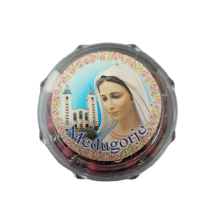 Rosary From Medjugorje Rose Scented Beads and Round Box