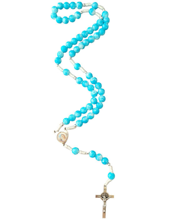 Rosary From Medjugorje Aqua Blue Glass Beads