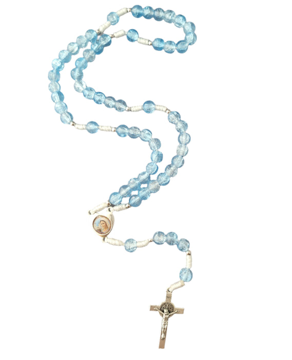 Rosary From Medjugorje Light Blue Glass Beads