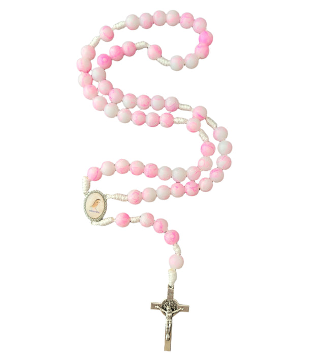 Rosary From Medjugorje Pink Marbleized Beads