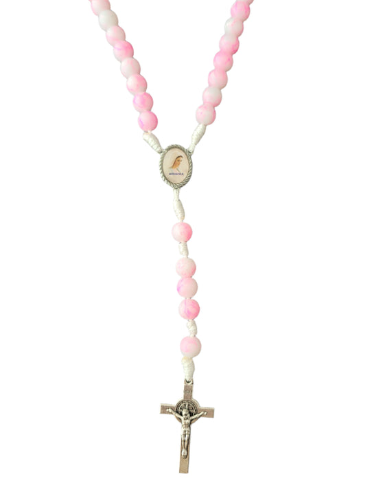 Rosary From Medjugorje Pink Marbleized Beads