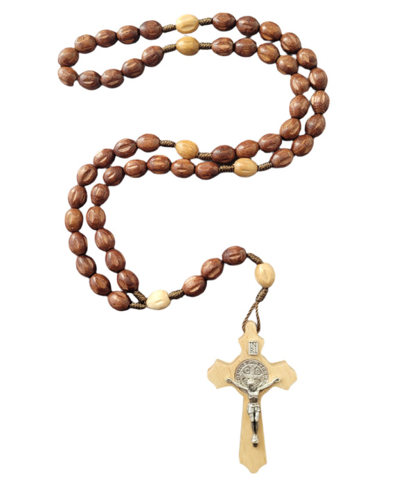 Rosary From Medjugorje Large Dark Wood Beads and Crucifix