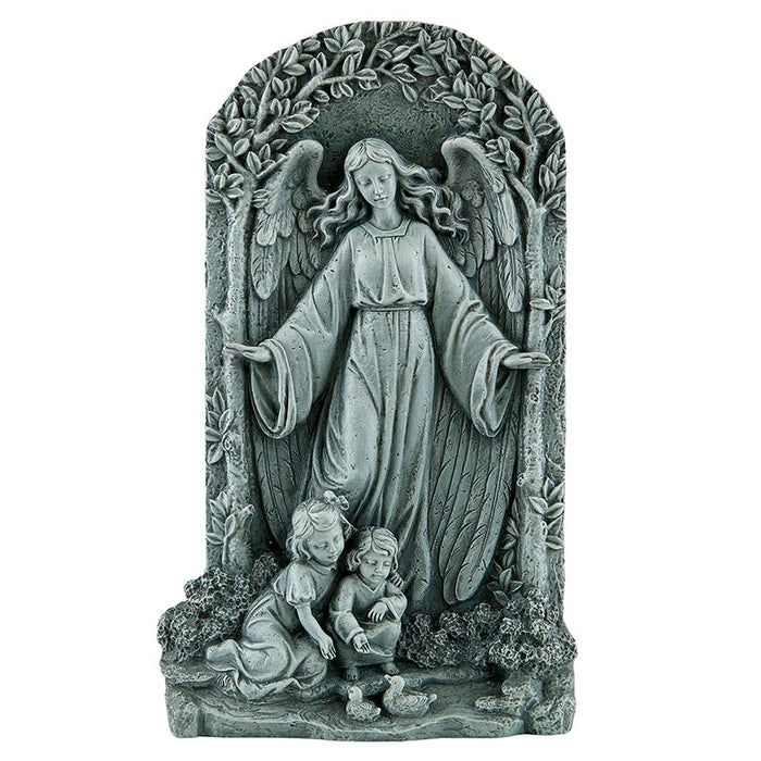 GUARDIAN ANGEL - 7" X 12.25" X 1.75" STONE LOOK WALL PLAQUE