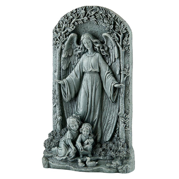 GUARDIAN ANGEL - 7" X 12.25" X 1.75" STONE LOOK WALL PLAQUE