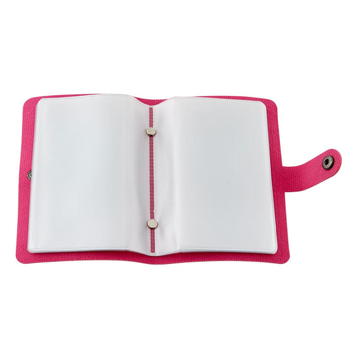 HOLY CARD HOLDER - PINK IMITATION LEATHER -  HOLDS 40 CARDS