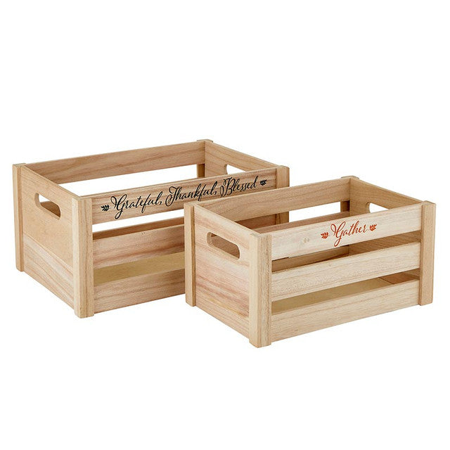 "Grateful, Thankful, Blessed" 2 Piece Wood Crate Set