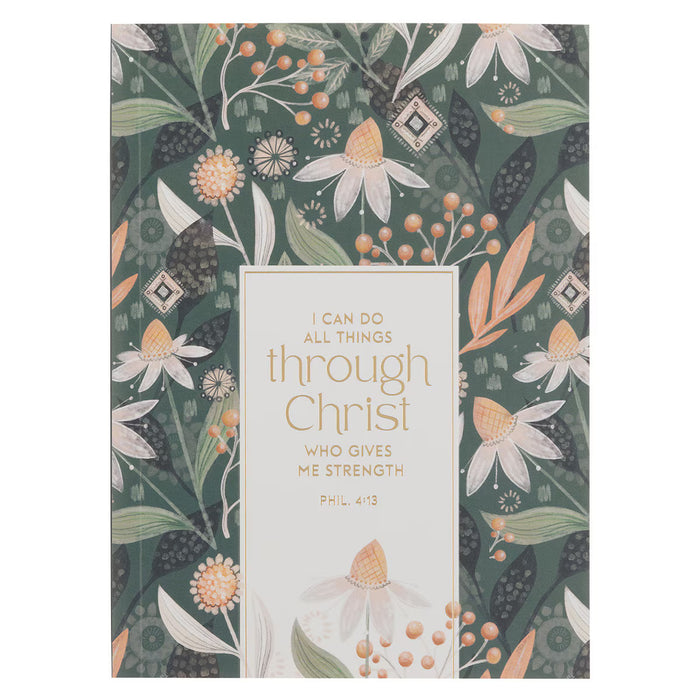 Notebook "Through Christ" Green Floral