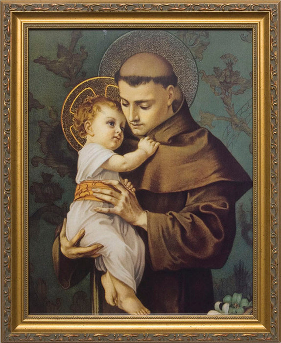 St Anthony with Jesus Standard Gold Framed Art 8" x 10"