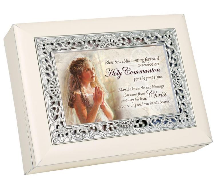 Music Box First Communion Praying Girl 8" x 6"