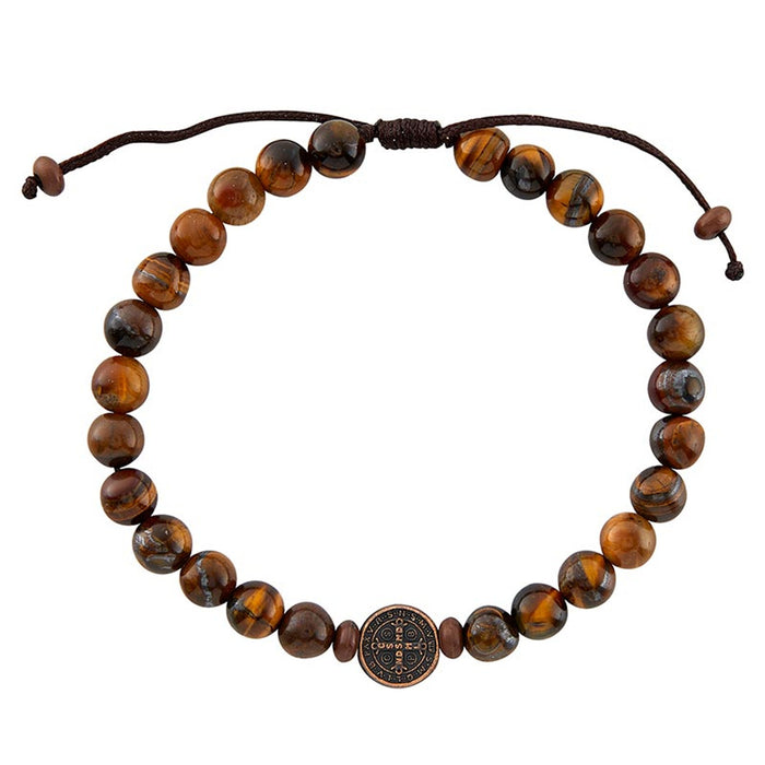 St. Benedict Tiger Eye Cord Bracelet