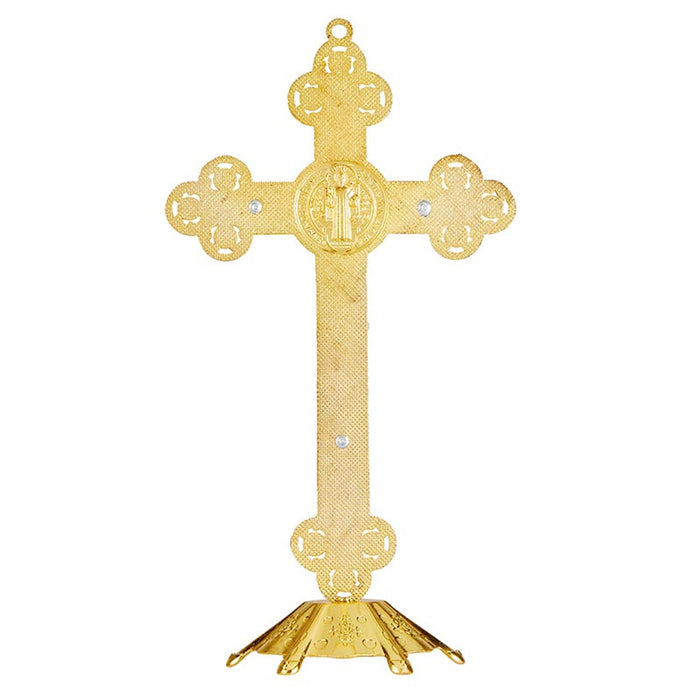 Standing Crucifix St Benedict 8.75" Black with Pearl