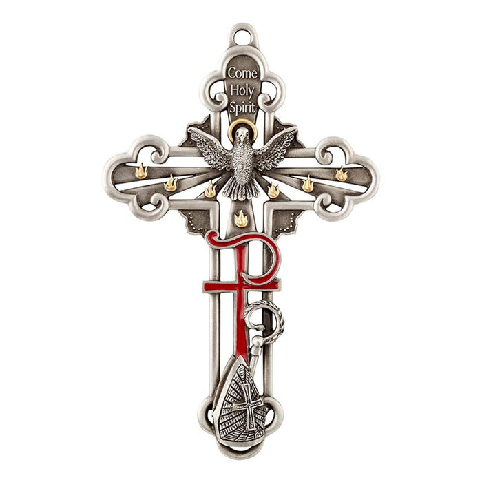 Confirmation Cross Ornate with Enamel and Gold Accents