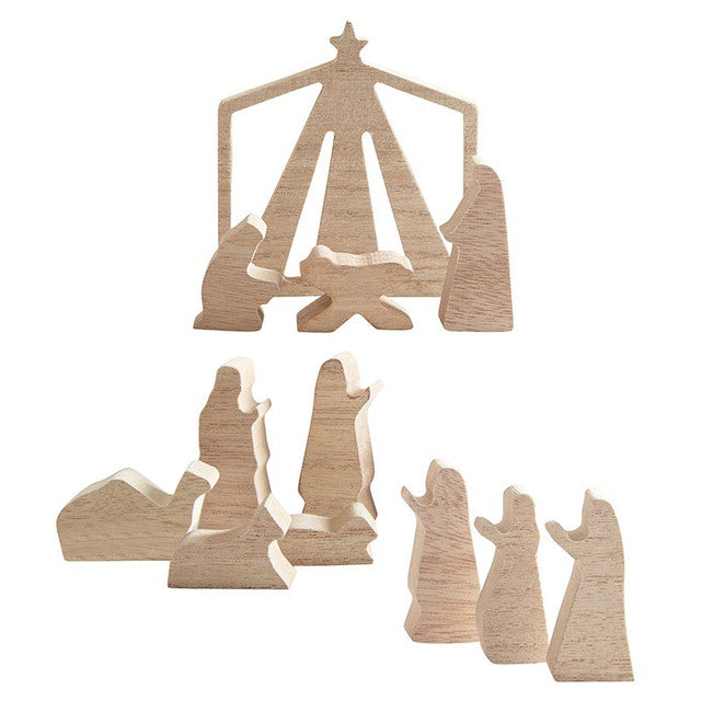 NATIVITY 12 PIECE SET WOOD SILHOUETTE