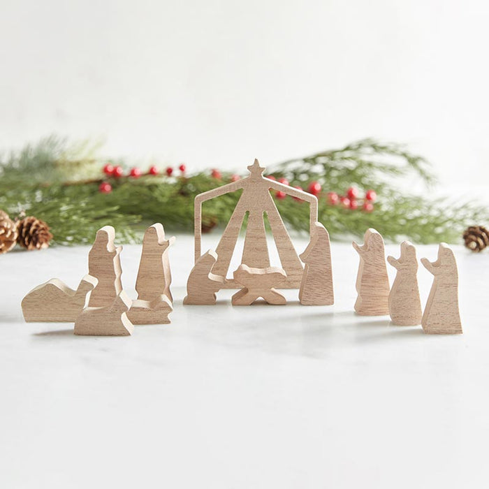 NATIVITY 12 PIECE SET WOOD SILHOUETTE