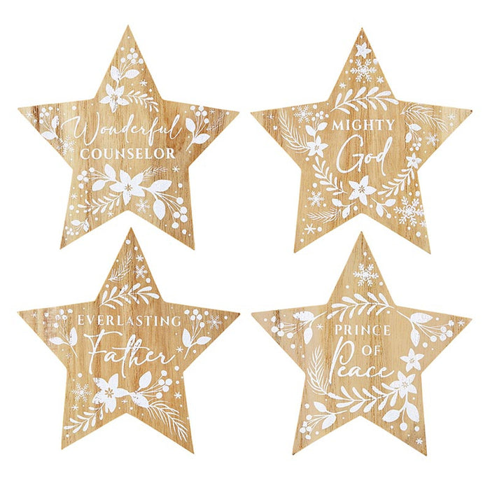 TABLETOP DÉCOR STARS WITH NAMES OF JESUS SET OF 4