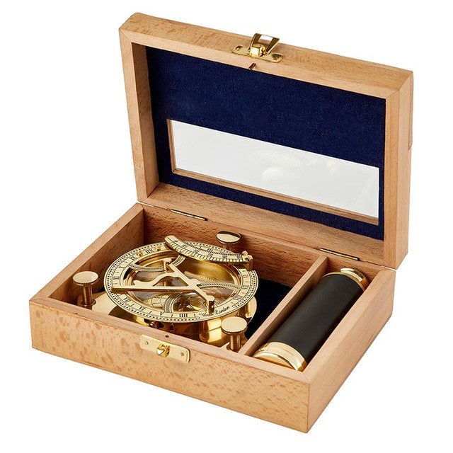 Explorer's Legacy: Vintage Brass Compass & Telescope Set