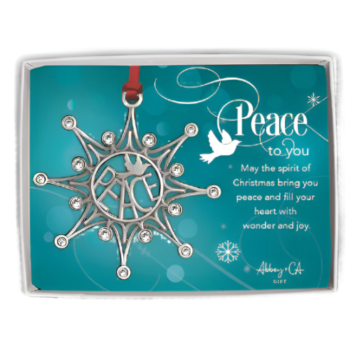 ORNAMENT - PEACE SNOWFLAKE - CRYSTALS